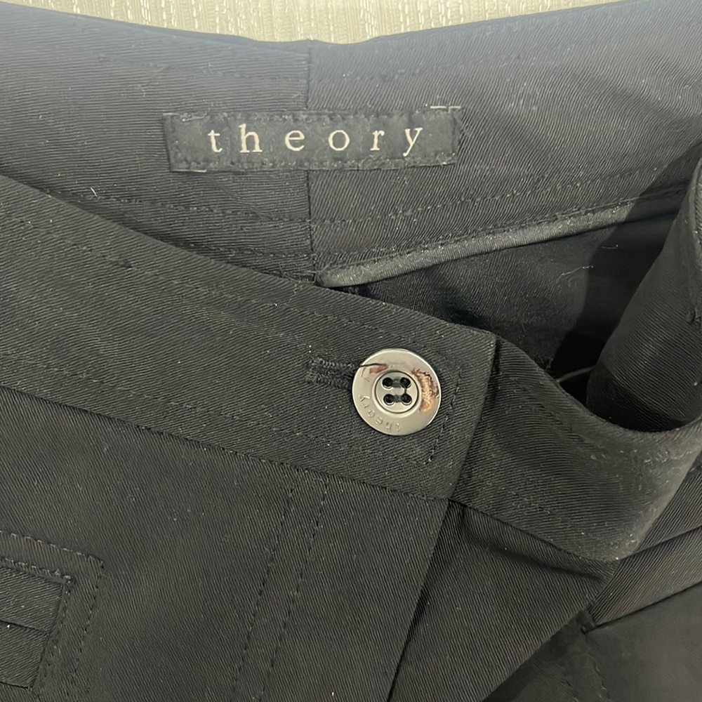 Theory size 0 black slit pockets ankle skinny w zippers